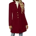 thumbnail image 4 of Wool Coats For Women Casual Stand Collar Long Pea Coat 2025 Winter Fashion Single Breasted Warm Jacket Overcoat Pocket, 4 of 9