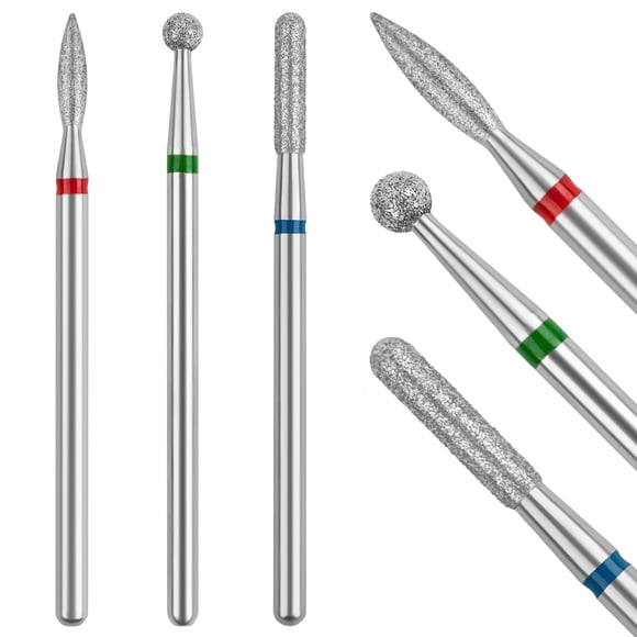 Brocas para cutículas Difenni, brocas para cutículas para uñas, 3 uds., brocas de diamante para uñas para lima de uñas eléctrica de 3/32 pulgadas, herramienta de pedicura