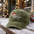 thumbnail image 6 of Baseball Caps For Unisex Vintage Washed Soft Crown Christmas Hat Believe Snowflake Santa Embroidery Sun Shading Headwear, 6 of 6