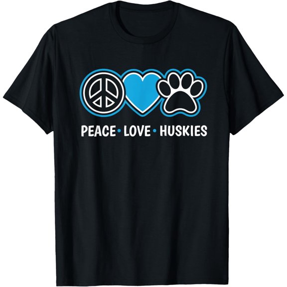 Sam Soft Peace Love Huskies Siberian Husky Dog Lover Puppy Owner Pet T-Shirt