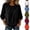 Black, variant on Women's Casual Tops Gathered Crewneck Peasant 3/4 Sleeve Blouse Vacation Loose Green Shirts 2XL