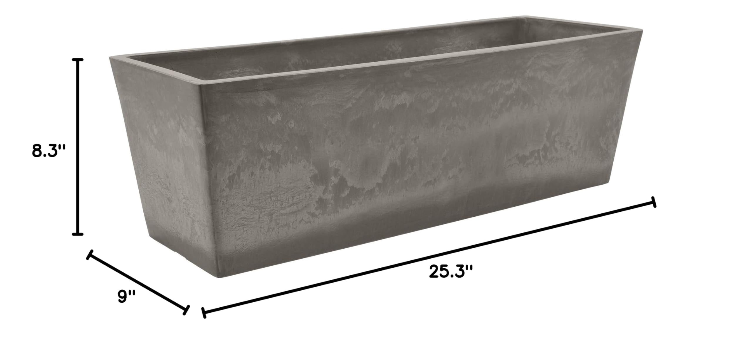 Plastic Stone Wood Composite Simplicity Window Box Planter with Drillable Drainage Hole Cement Color 17.5 x 7 x 6 Inches