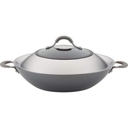

81402 14-Inch Side Handles Hard Anodized Aluminum Wok 14 Inch Oyster Gray