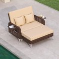 thumbnail image 4 of Costway 2 PCS Wicker Loveseat & Storage Ottoman with  4-Level Backrest & Soft Cushion Brown, 4 of 10