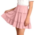 thumbnail image 5 of NAISIBABY Girls Tiered Skirt, High Rise A-Line Ruffles Casual Flowy Summer Pleatd Mini Skirt Pink Size 7-8, 5 of 6