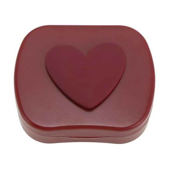 Unique Bargains 1 Set Contact Lens Case Heart Rectangular Lens Storage Case Wine Red