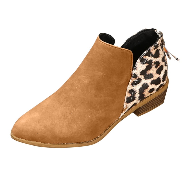 Very Volatile Women's Ankle Bootie - Tan Leopard Genuine Calf Hair With Side Zippers - Size 8