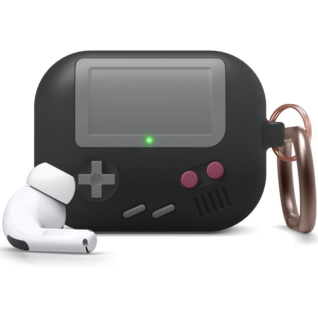 Compatible con funda Airpods Pro3, funda con diseño clásico de consola de juegos portátil con llavero, construcción de silicona duradera