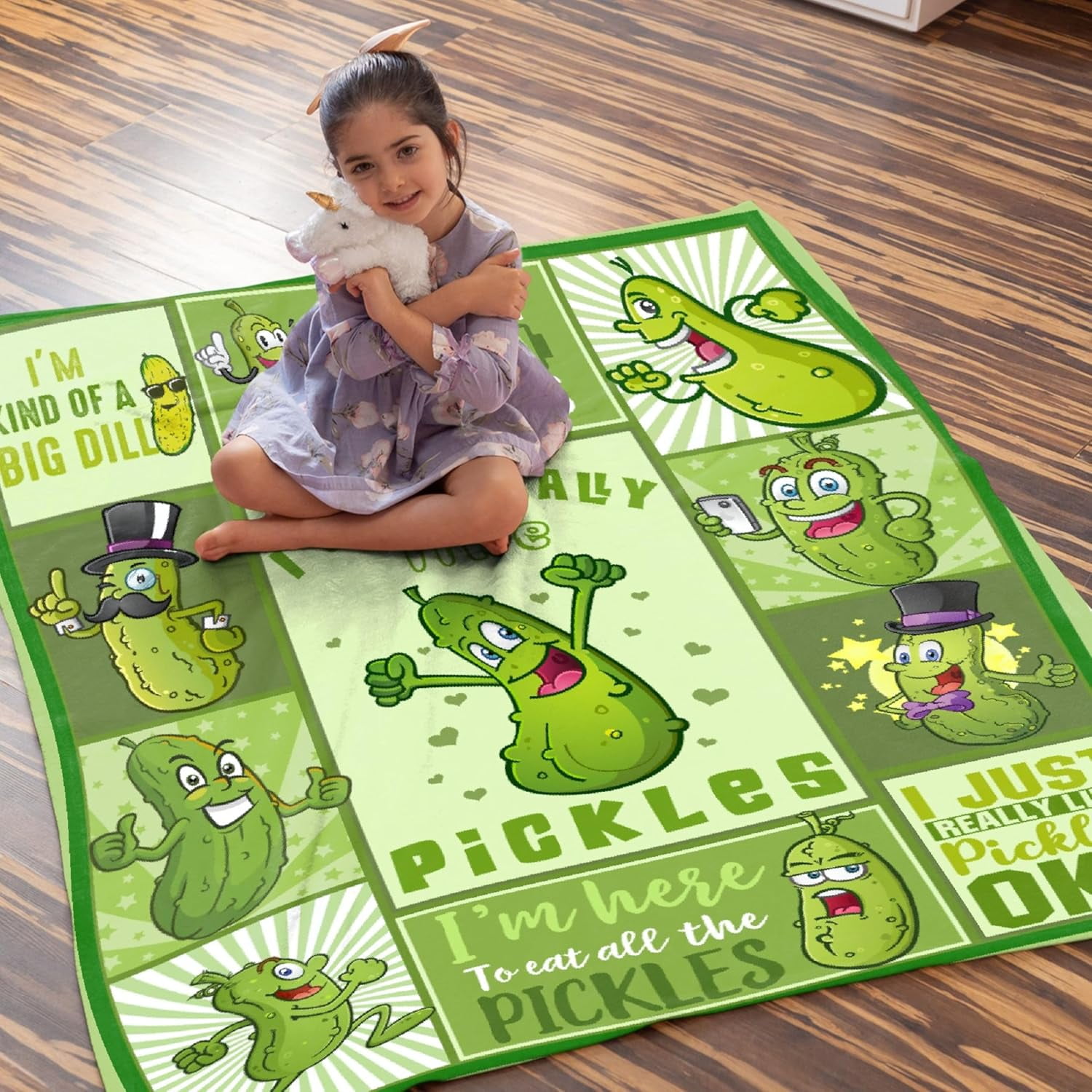 Pickle Blanket for Pickles Lover Funny Pickle Gifts Blanket for Girl Women Adult Teen I Just Really Like Pickles Soft Flannel Blanket for Sofa Bed Camping Travel Home Decor