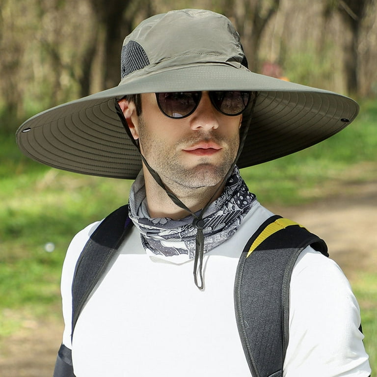 Bodychum Wide Brim Sun Hats for Men Breathable Mesh Bucket Fishing Hat  UPF50+ Skin Protection Waterproof Boonie Hat- Green
