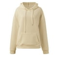 thumbnail image 4 of Daznico Sweatshirt for Women - Womens Hoodie with Loose Pullover Long Sleeve Spliced with String Pocket Hoodie Sweater, Hooded Sweatshirt Women,Color:Beige Size:XL, 4 of 5