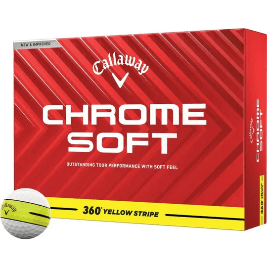 Callaway Golf 2024 Chrome Soft 360 Stripe Golf Balls Yellow 1dz