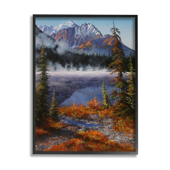 Stupell Industries Autumn Mountain Scenery Nature Painting Black Framed Art Print Wall Art, 11 x 14