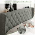 thumbnail image 5 of iPormis Full Size Bed Frame with Diamond Button Tufted Wingback Headboard, Upholstered Platform Bed Frame with Strong Wood Slat Support, Light Gray, 5 of 9