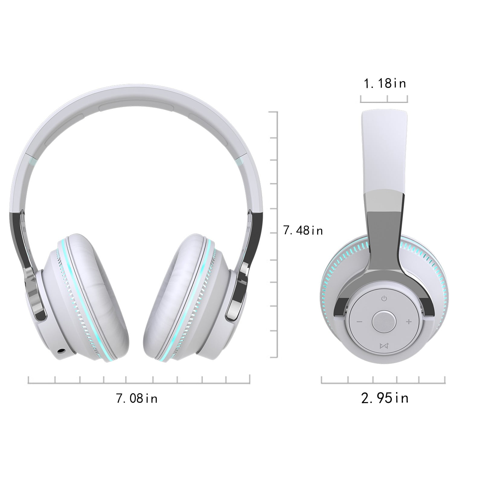 Bluetooth Headphones Over Ear, 80 Hrs Playtime Wireless Headphones with ENC Mic, Deep Bass EQ, Foldable Comfort for Travel, Gym & Commuting, Stocking Stuffers,White