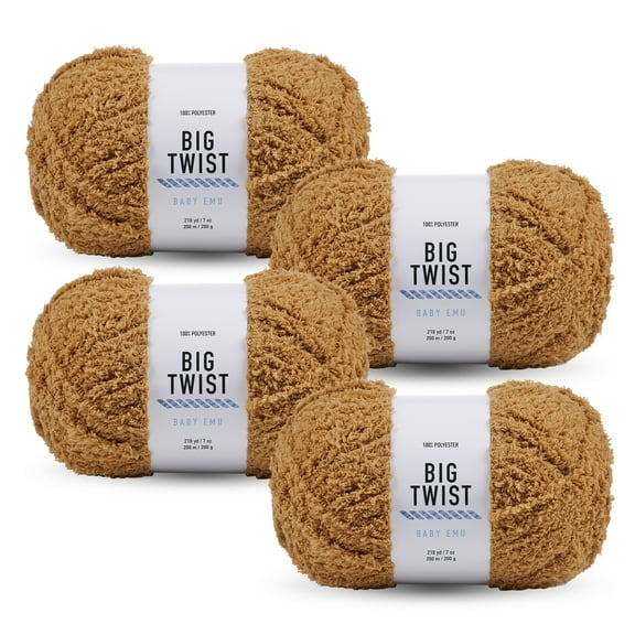 Big Twist Baby Emu 4 Pack Bulky Polyester Yarn, Brown Sugar, 218 yd, 7 oz