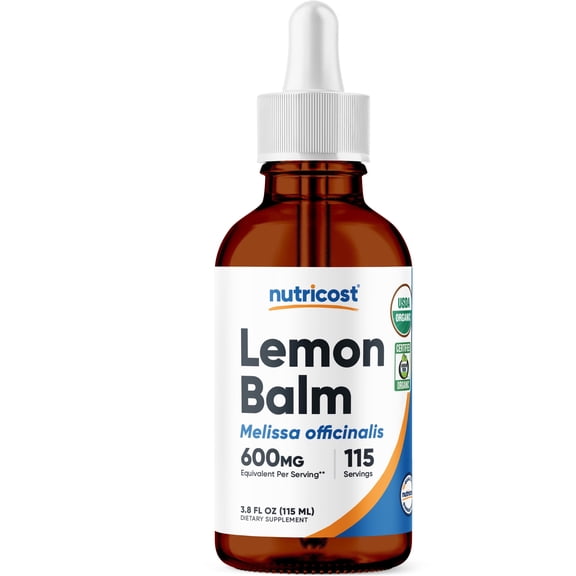 Nutricost Organic Lemon Balm Liquid Extract (600mg Equivalent) 3.8 Fl. Oz - Melissa Officinalis, USDA Organic, CCOF Certified, Vegan, GMO-Free, Gluten-Free, 115 Servings