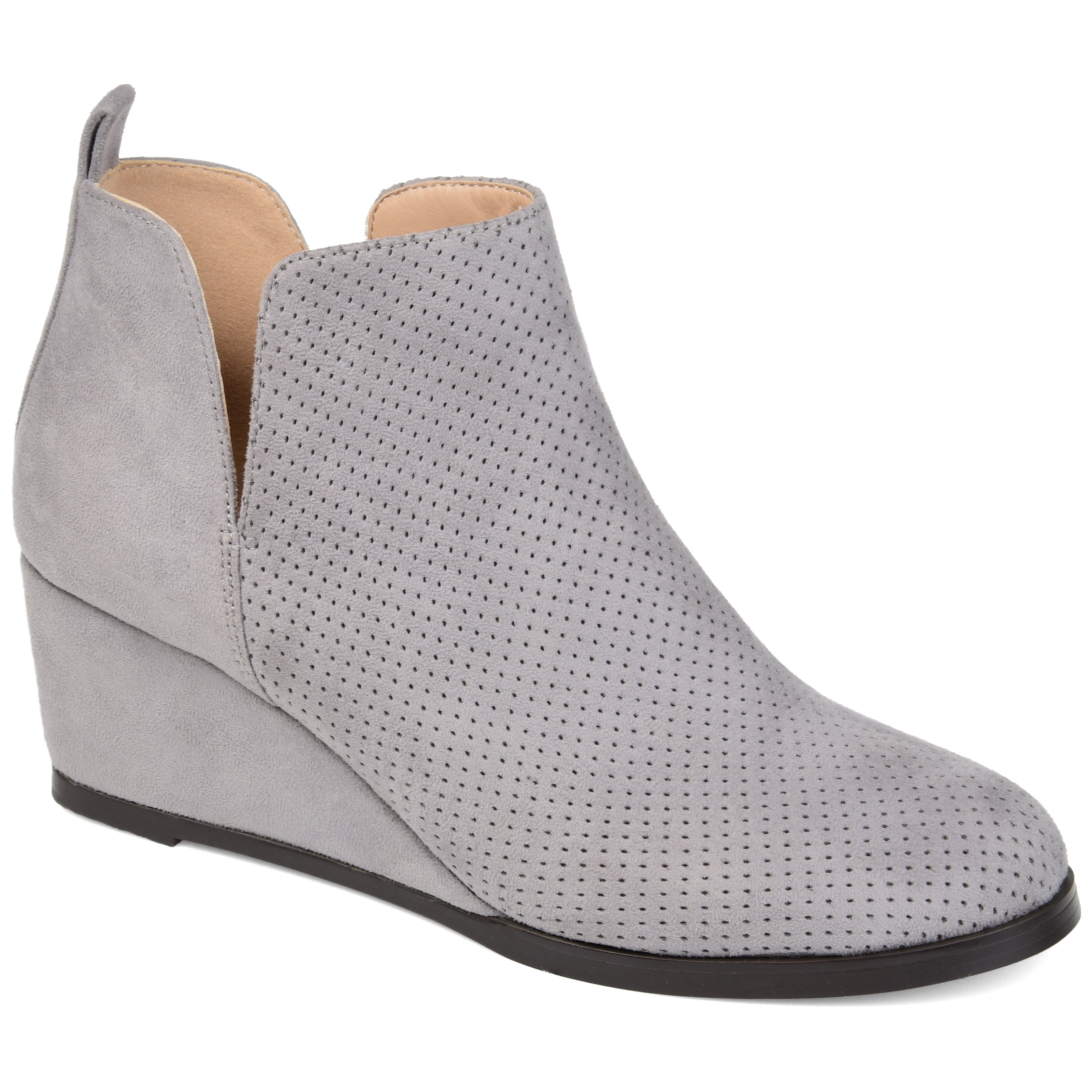 womens grey wedge boots