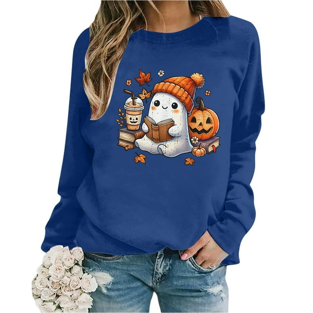 HUITKMM Chandail Surdimensionné Femme Manches Longues Col Rond Chandails en Molleton Imprimé Lettres Léger Ample Chandails en Molleton Blouse Haut 3585 TTG