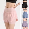 thumbnail image 4 of Pantalones cortos deportivos 2 en 1 para mujer estampado de cintura alta secado rápido transpirables para correr, 4 of 8