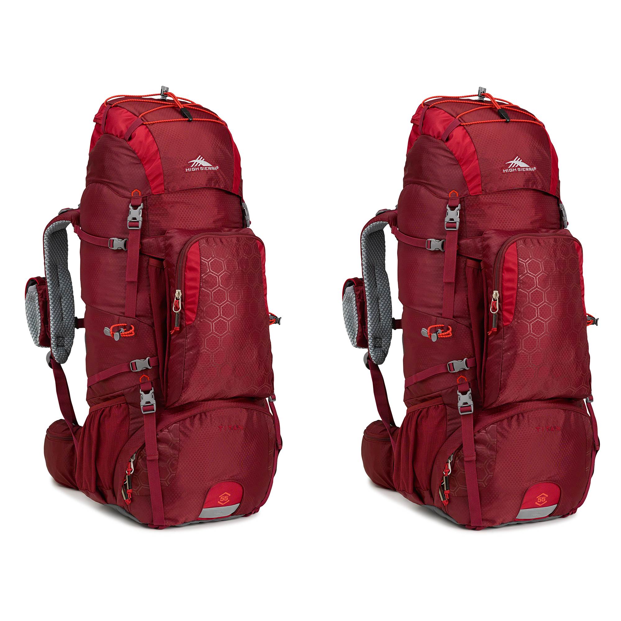High Sierra Tech 2 Series Titan 55 Hiking Frame Pack, Brick/ Carmine (2