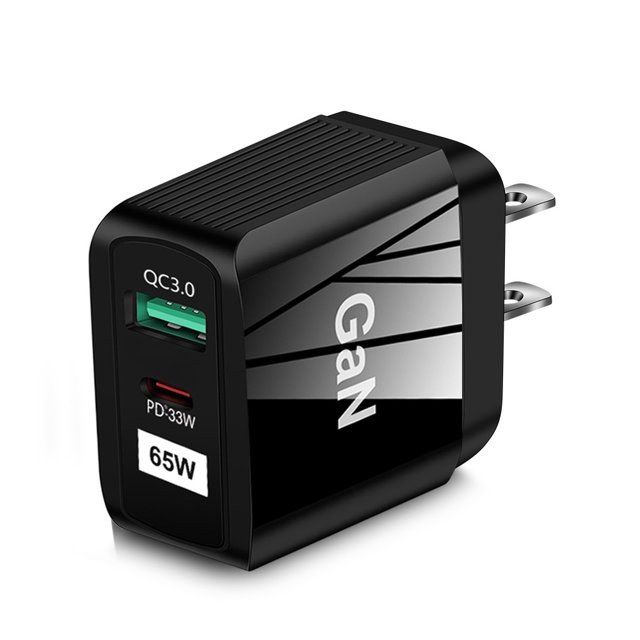 Cargador de teléfono móvil de carga rápida de 65 W GaN de nitruro de galio PD, adaptador para computadora portátil CE FCC UKCA