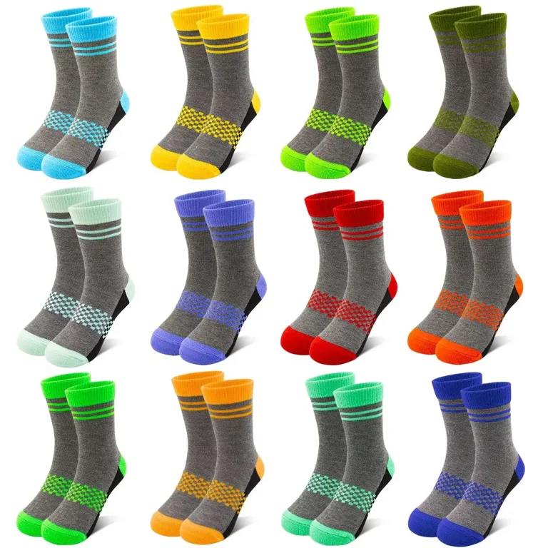 HYCLES Boys Crew Socks 12-Pack Athletic Cushioned photo 1