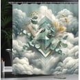 thumbnail image 3 of Ambesonne Eucalyptus Leaves Shower Curtain, Rhombus Clouds, 69"Wx75"L, Grey Teal Earth Yellow, 3 of 4