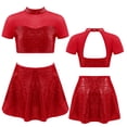 thumbnail image 2 of Aislor Kids Girls Lyrical Dance Suit Ballet Figure Skating Dancewear Crop Tops and Skirt Set 4-14 A Red 6, 2 of 7