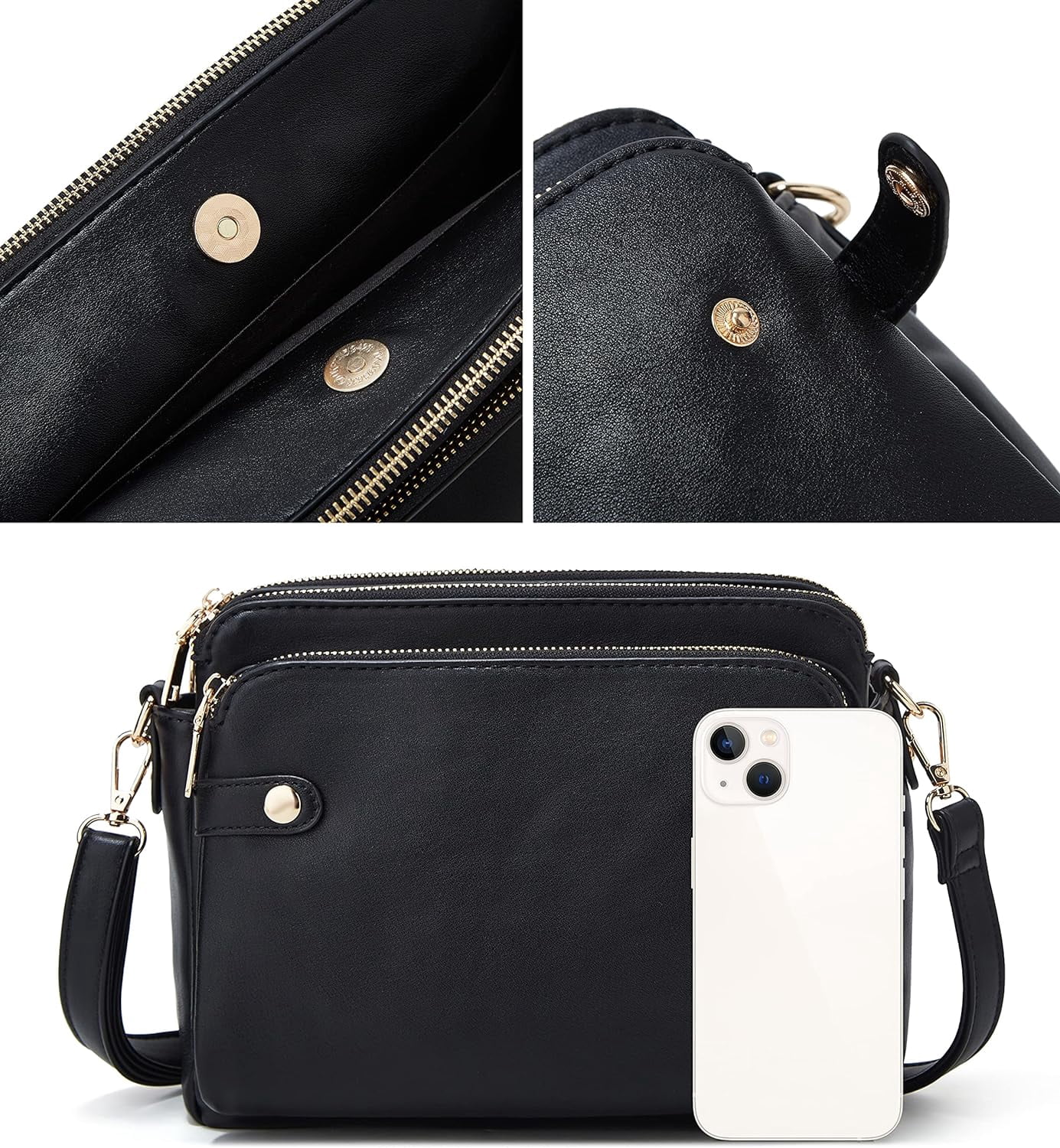 Municipal Crossbody Bags for Women Three-Layer Shoulder Bag Vegan Leather Multiple Compartments Handbag Purses Satchel Hobo Clutch