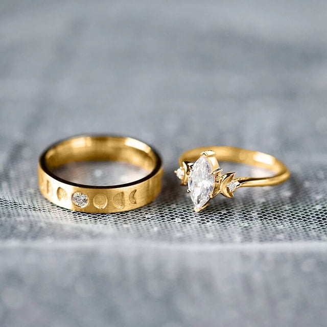 Hecate Triple Moon Ring Set Amethyst o Red Crystal Wedding Ring Unique Moon Goddess Anillos para mujeres Regalo gótico Tan Jianjun unisex