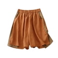 thumbnail image 2 of Bermuda Shorts for Women Cotton Linen Lightweight Elastic Waist Wide Leg Loose Fit Flowy Beach Shorts with Pockets, 2 of 3