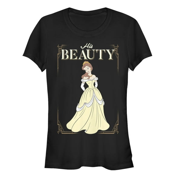 Junior's Beauty and the Beast His Belle  Graphic Tee Black 2X Large