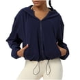 thumbnail image 1 of AherBiu Sweatshirt Hoodies for Women Long Sleeve Zip up Drawstring Cropped Sports Jackets, 1 of 6