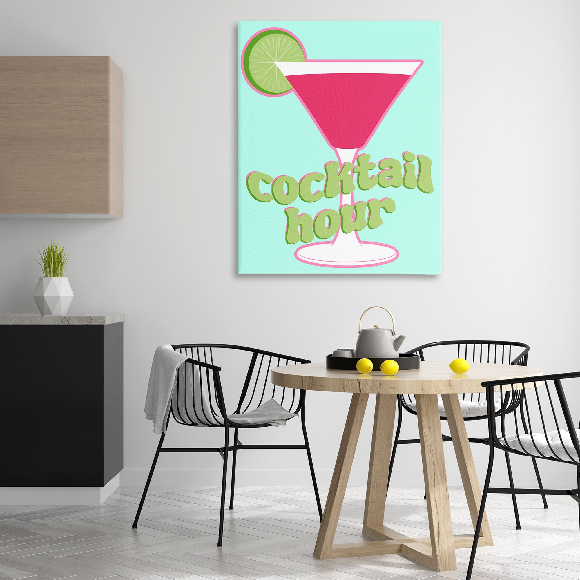 Stupell Industries Retro Cocktail Hour Food & Beverage Painting Wrapped Canvas Art Print Wall Art, 36 x 48