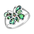 thumbnail image 2 of Glowing Mystic Butterfly Rainbow Abalone Sterling Silver Ring-7, 2 of 5