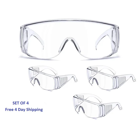 4Pk Safety Goggles Protective Eye Glasses Chemical Lab Work Outdoor Anti Fog Cr