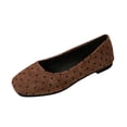 thumbnail image 2 of Miluxas Women's Polka Dots Ballet Flats Closed Square Toe Slip On Flat Shoes Brown 9.5(43), 2 of 9
