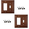 thumbnail image 1 of Pack of 2 Wall Plate Outlet Switch Covers by SleekLighting | Decorative Dark Brown Mahogany Look | Variety of Styles: Decorator/Duplex/Toggle / & Combo | Size: 2 Gang Combo Toggle and Decorator, 1 of 1