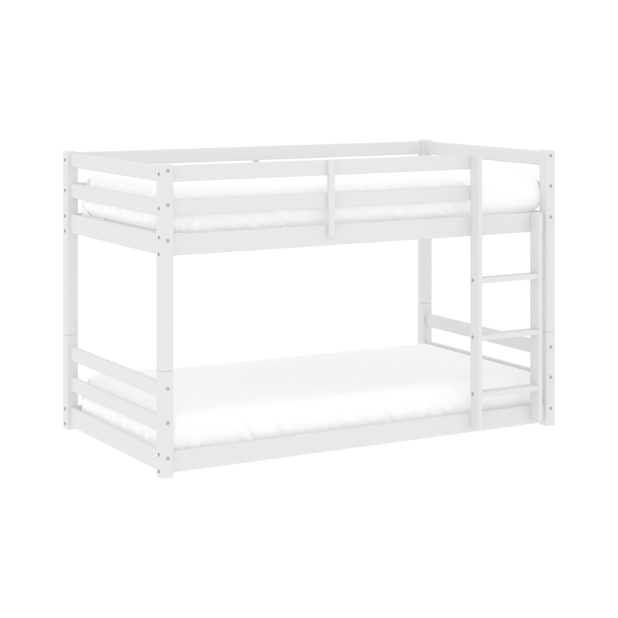 HH2 Home Essentials Campbell Wood Twin Over Twin Floor Bunk Bed, White