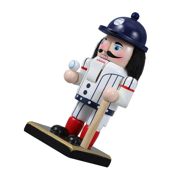 FRCOLOR Wood Nutcracker Soldier Baseball Player Cute Desktop Ornament For Parties Birthdays And Festive Occasions Kids Favor Sports Enthusiasts
