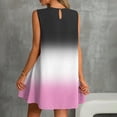 thumbnail image 5 of cocolona Summer Sleeveless Mini Dress Crew Neck Ruffle Flowy Tank Dress Fashion Casual Gradient Color Holiday Beach Sundress S, 5 of 7