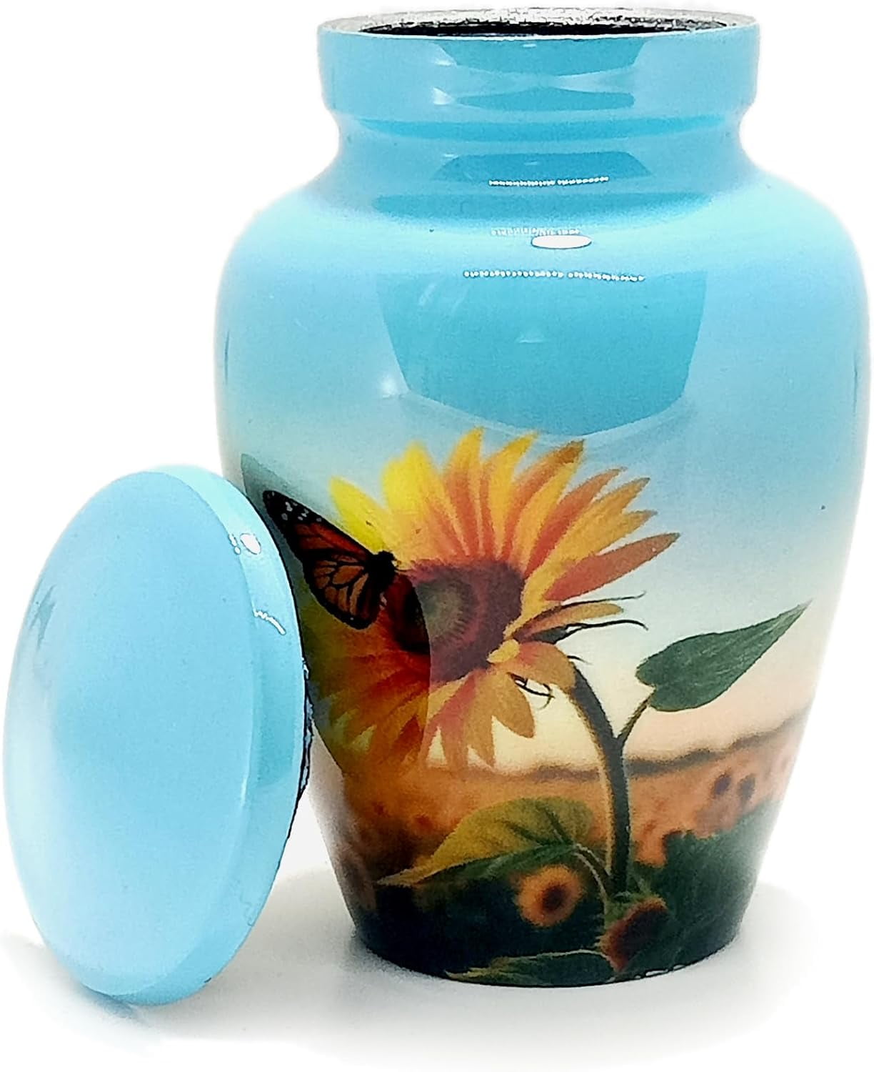 UR Keepsake Urn –Sunflower with Butterfly Keepsake Cremation Urn for Human Ashes with Velvet Box & Velvet Bag-Mini Keepsake Urn - Affordable Keepsake Urn (3 cu.in)