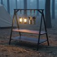 thumbnail image 4 of twisto Foldable Tripod Hanging Rack Stable Structure Foldable Triangle Rack Wood Grain Finish Tripod Storage Shelf for Backyard, 4 of 10