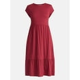 thumbnail image 4 of Time And Tru Women's Tiered Cotton Midi Dress with Short Sleeves, Sizes XS-XXXL, 4 of 4