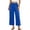 Blue, variant on ROHUUQUE Women's Pajama Pants Cotton Blend Wide Leg Loose Drape Cropped Casual Elastic Waist Home Sleep Bottoms Lounge