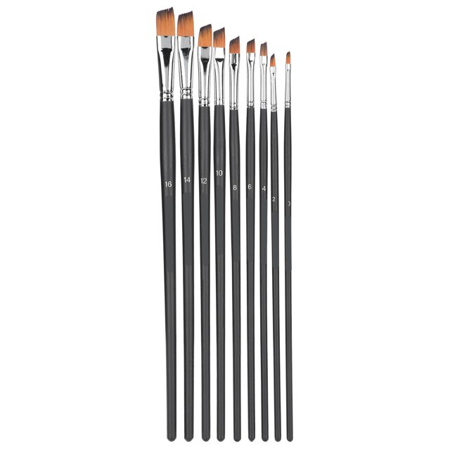 9 piezas de pinceles de pintura artística de nailon de lana para acuarela, gouache, acrílico, óleo, juego de dibujo negro