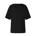 thumbnail image 6 of Womens Cotton Tops Tshirts Rolled Short Sleeve V Neck Solid Color Casual T Shirts Loose Fit Base Tees (S, Black), 6 of 7