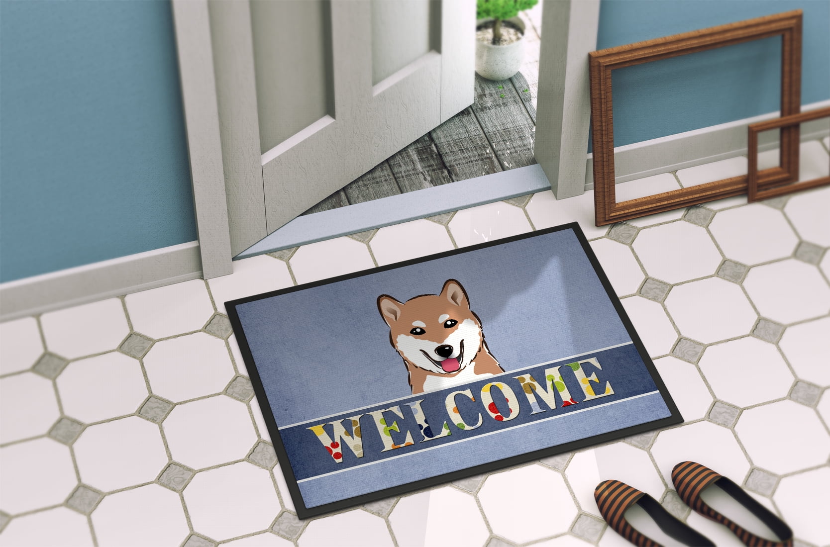 Carolines Treasures BB1411MAT Shiba Inu Welcome Door Mat, Indoor Rug or  Outdoor Welcome Mat 18x27 Doormat , 27