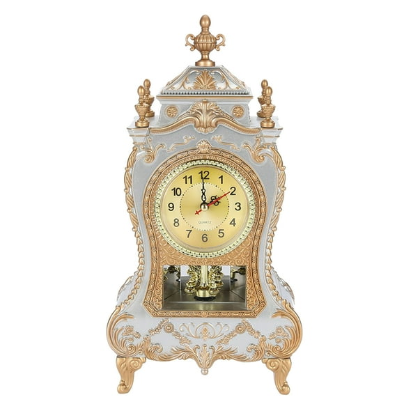 Reloj de mesa de plástico de estilo vintage, reloj despertador decorativo antiguo para el hogar o el hotel (blanco)